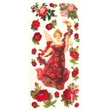 1 Sheet of Stickers Red Rose Angel